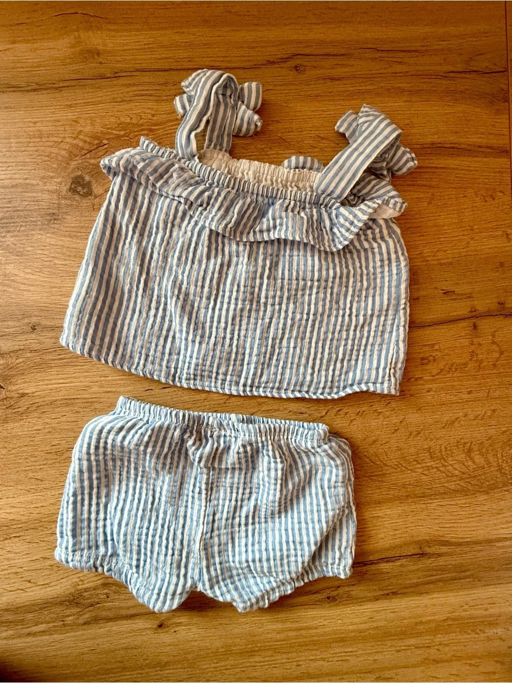 7 For All Mankind Baby 0-3M Blue Striped 2pc Set